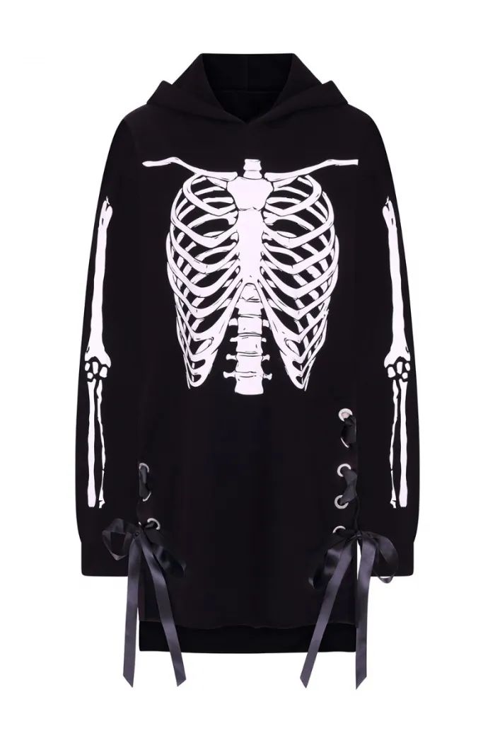 Hell Bunny - Skeleton Hoodie Dress  | Dark Ages